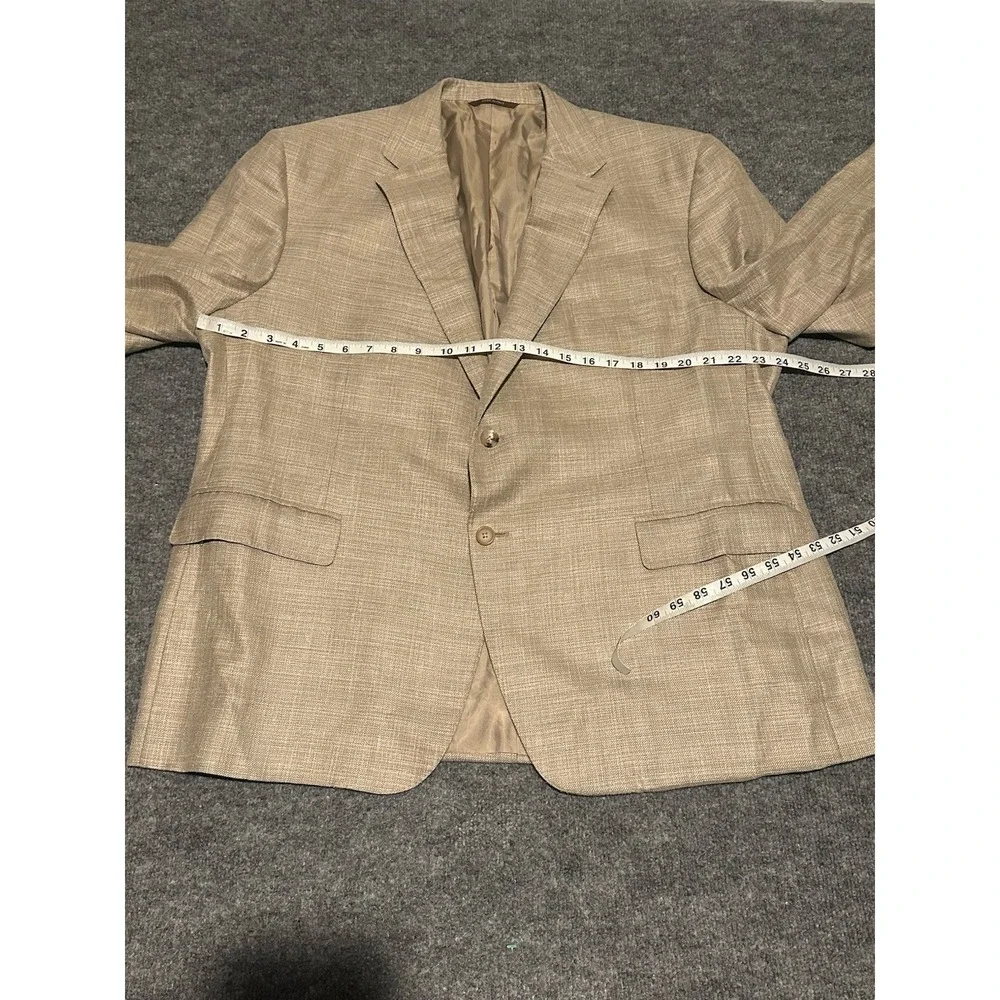 Canali Mens Beige Blazer Mens US 48 Approx Silk Linen Wool Blend Made In Italy
